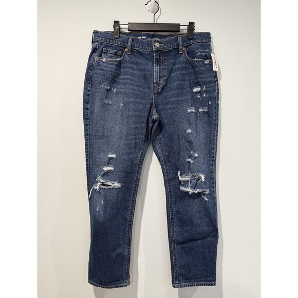 NEW Old Navy Boyfriend Jeans Women 10 Distressed Stretch Travel Norm Comfort - Picture 1 of 7